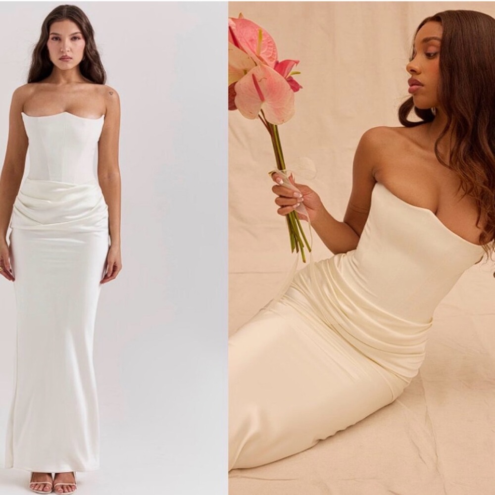 HOUSE OF CB 'Persephone' Ivory Strapless Corset Dress NWOT